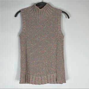 Anthropologie sleeveless tan sweat with rainbow speckles- brea mock neck sweater